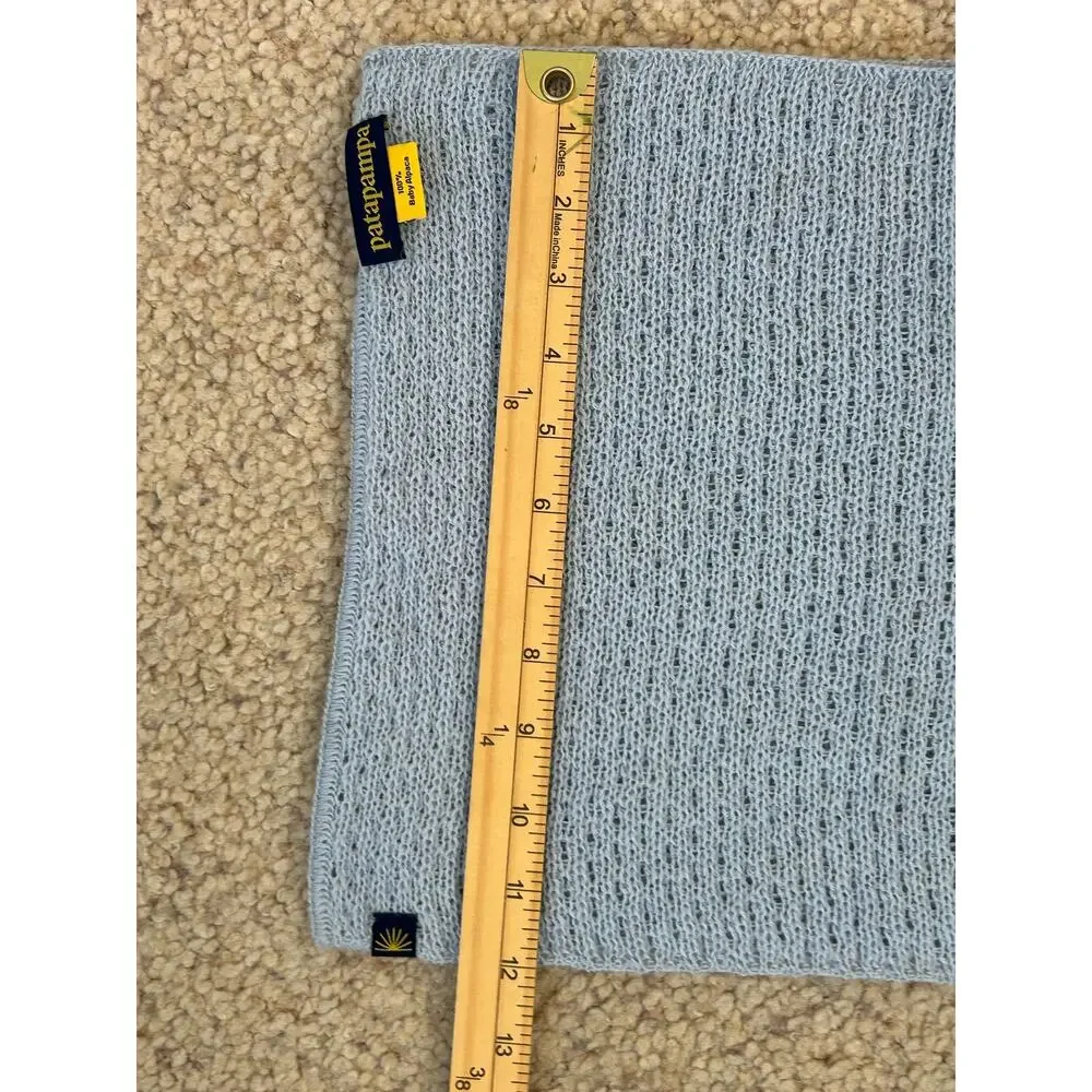 Patapampa 100% Baby Alpaca Infinity Scarf Light Blue Luxury Knit Loop Scarf